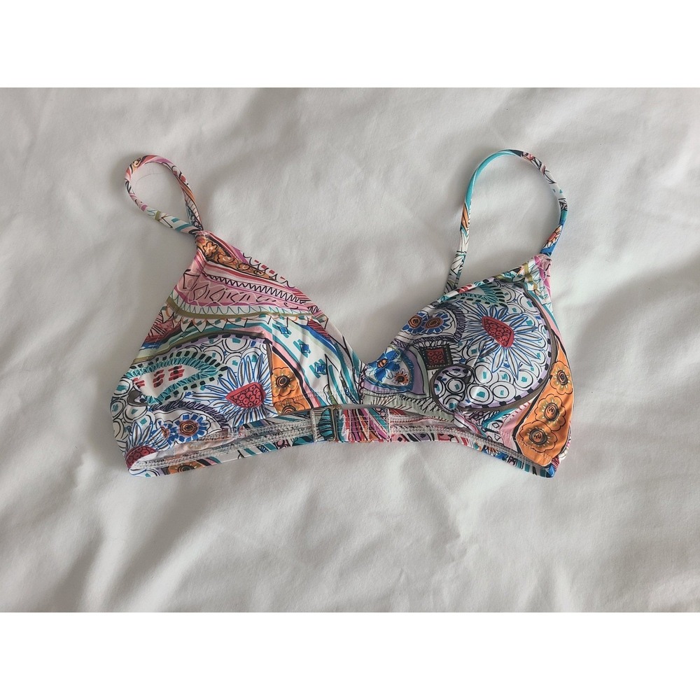 J. Crew Triangle Bikini Swim Top Colorful Boho Print XS
